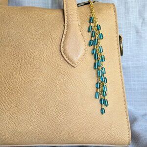 TEAL & GOLD BEADED CHARM FOR HANDBAG TOTE PURSE OR BACKPACK